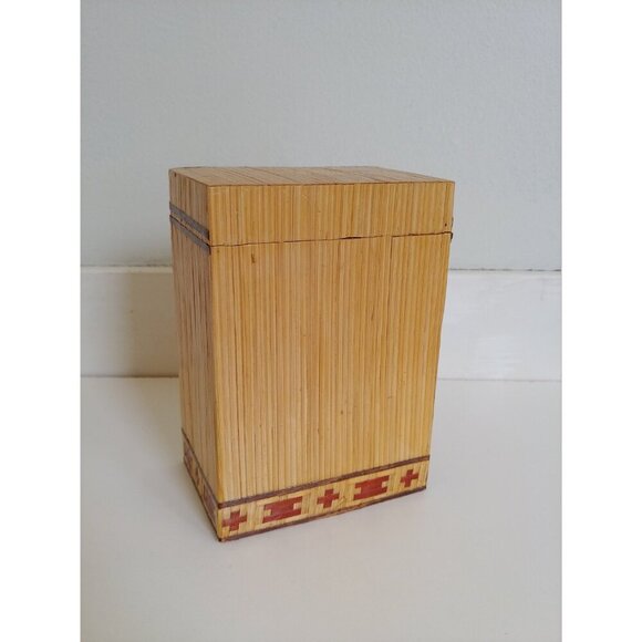 Chinese Shantou reed straw overlay tea caddy with goldfish motif from carved - Picture 5 of 10